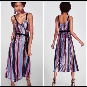 Zara sequin wrap dress